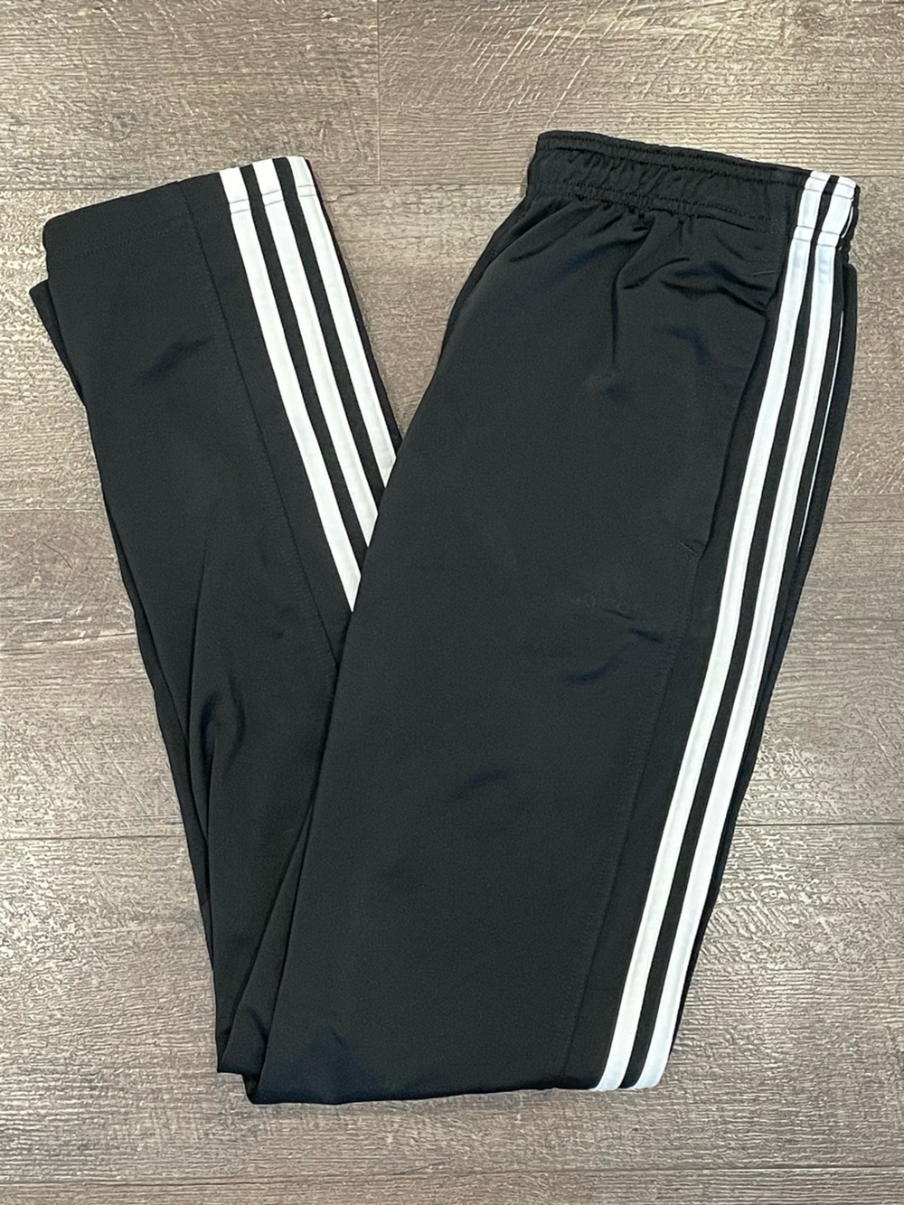 adidas Men’s Primegreen Black Classic Track Pants with White Side Stripes Size M